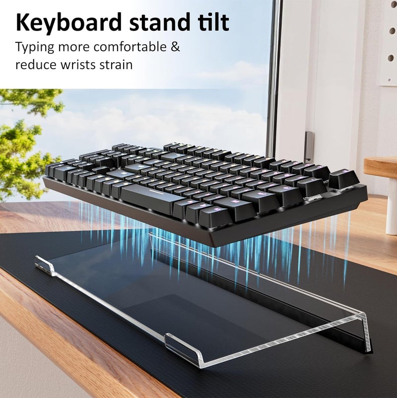 Egchi Computer Keyboard Stand PC Keyboard Stand, Acrylic Tilted Keyboard Stand for Ergonomic Typing Clear Keyboard Tray for Easy Typing and Working, Keyboard Holder with Silicone Non-Slip Case - Image 5